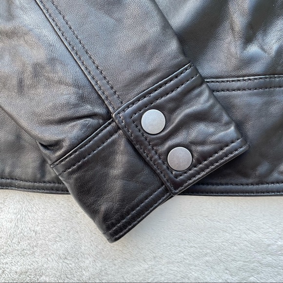 Lucky Brand Black Lamb Leather Moto Jacket Size Small - Picture 8 of 16